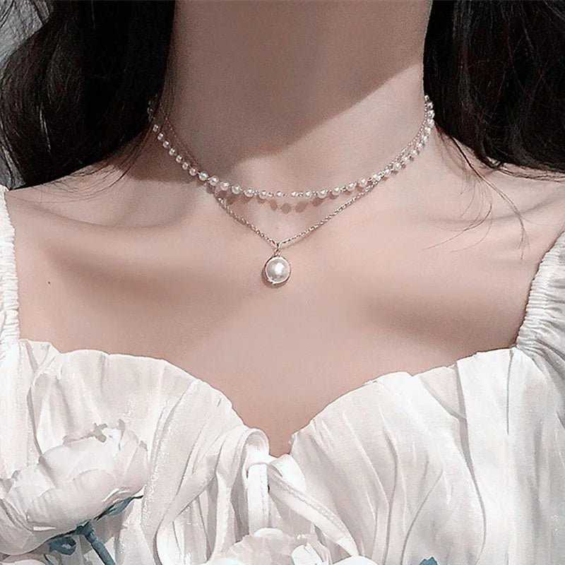 Simple Pearl Beads Gold Necklace