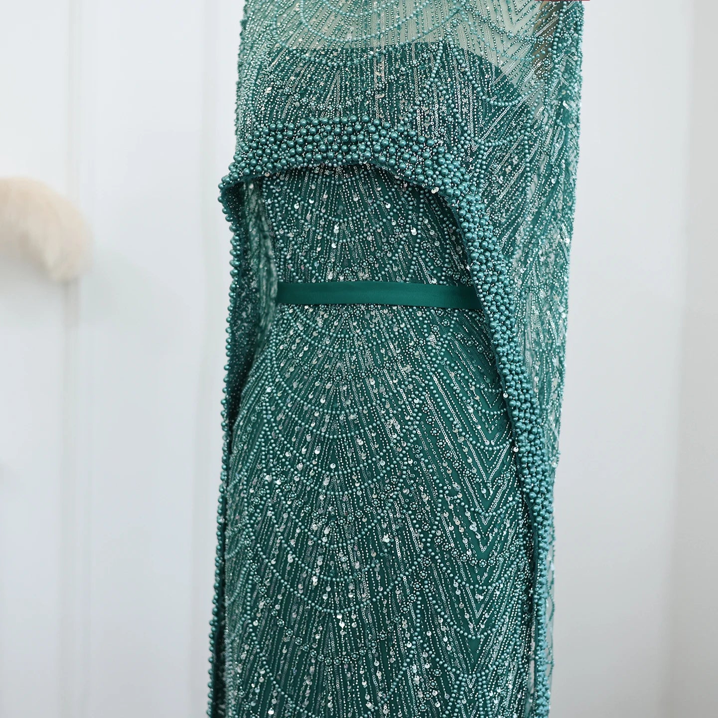 Sharon Said Luxury Pearls Dubai Champagne Evening Dresses
