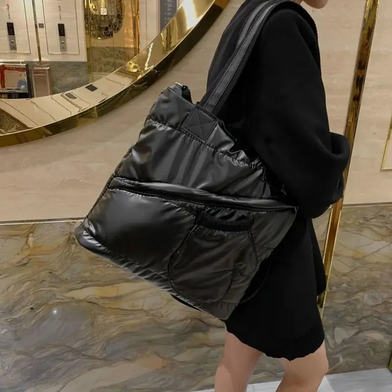 Women’s Winter Down Cotton-Padded Shoulder Bag