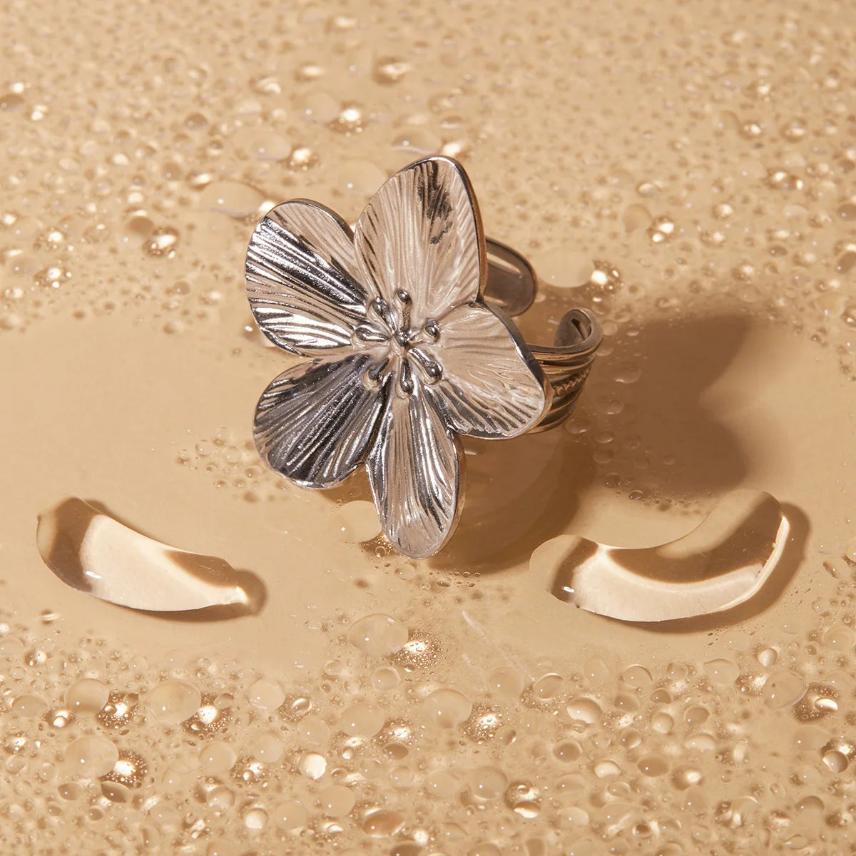 2PC Stainless Steel Flower Earrings