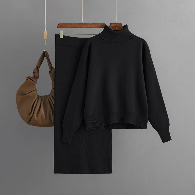 Winter Clothes Women Knitted Skirt Suit New Fashion