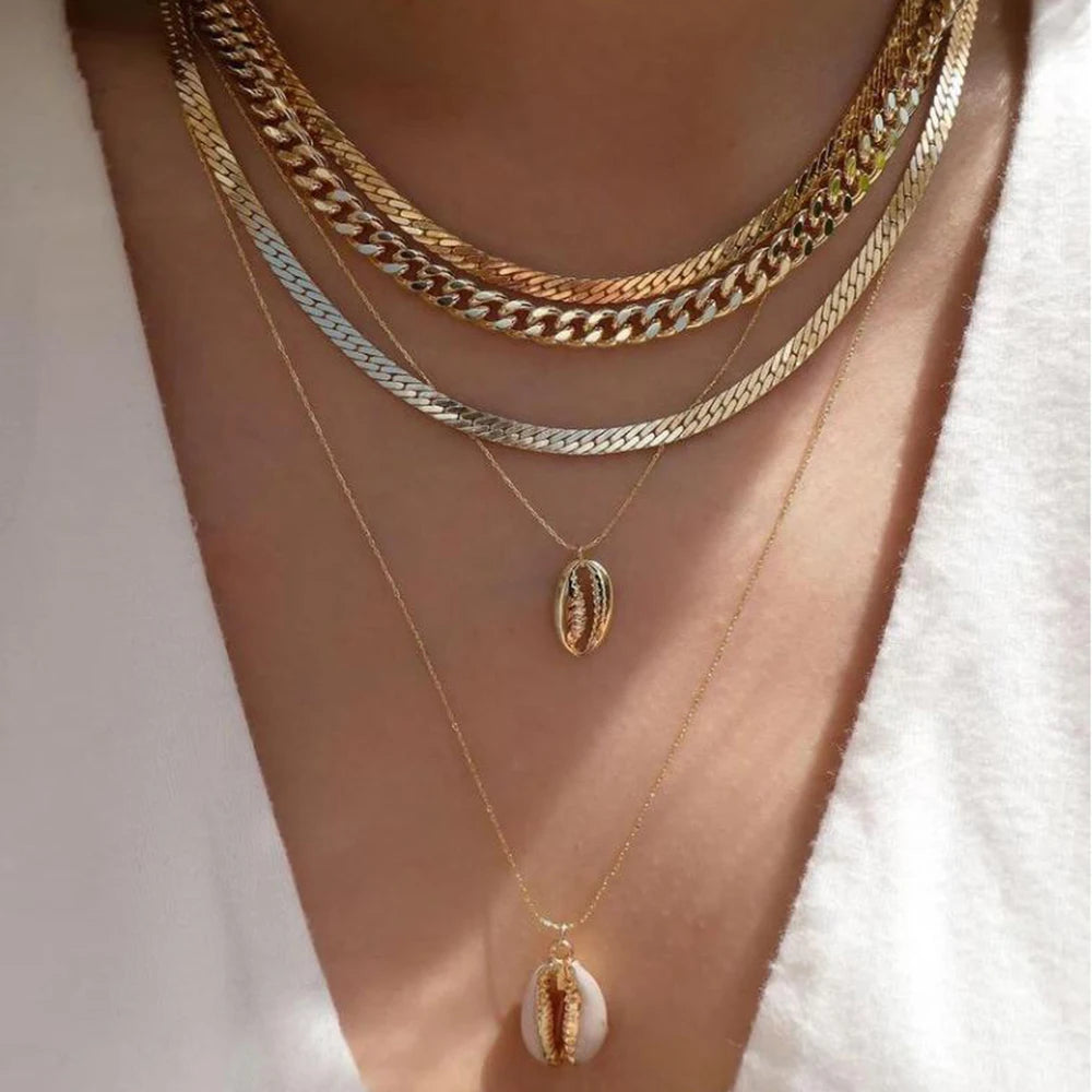 Boho Gold Multi-Layer Crystal Necklace