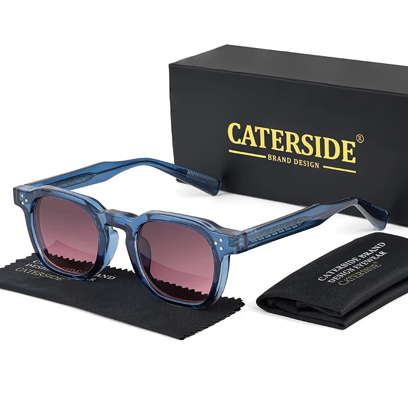 CATERSIDE Retro Punk Square Sunglasses 2 Pieces