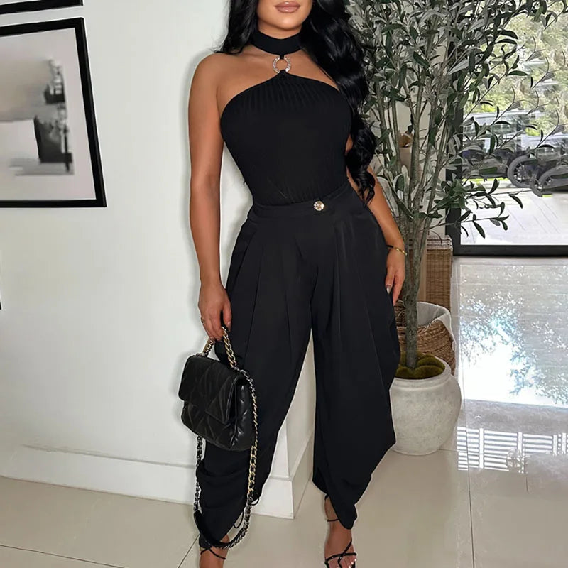 Doyerl Solid Elegant Pants for Woman Clothing Vintage High Waist Button Fly Pleated Ankle-length Ladies Trousers Pantalon Femme