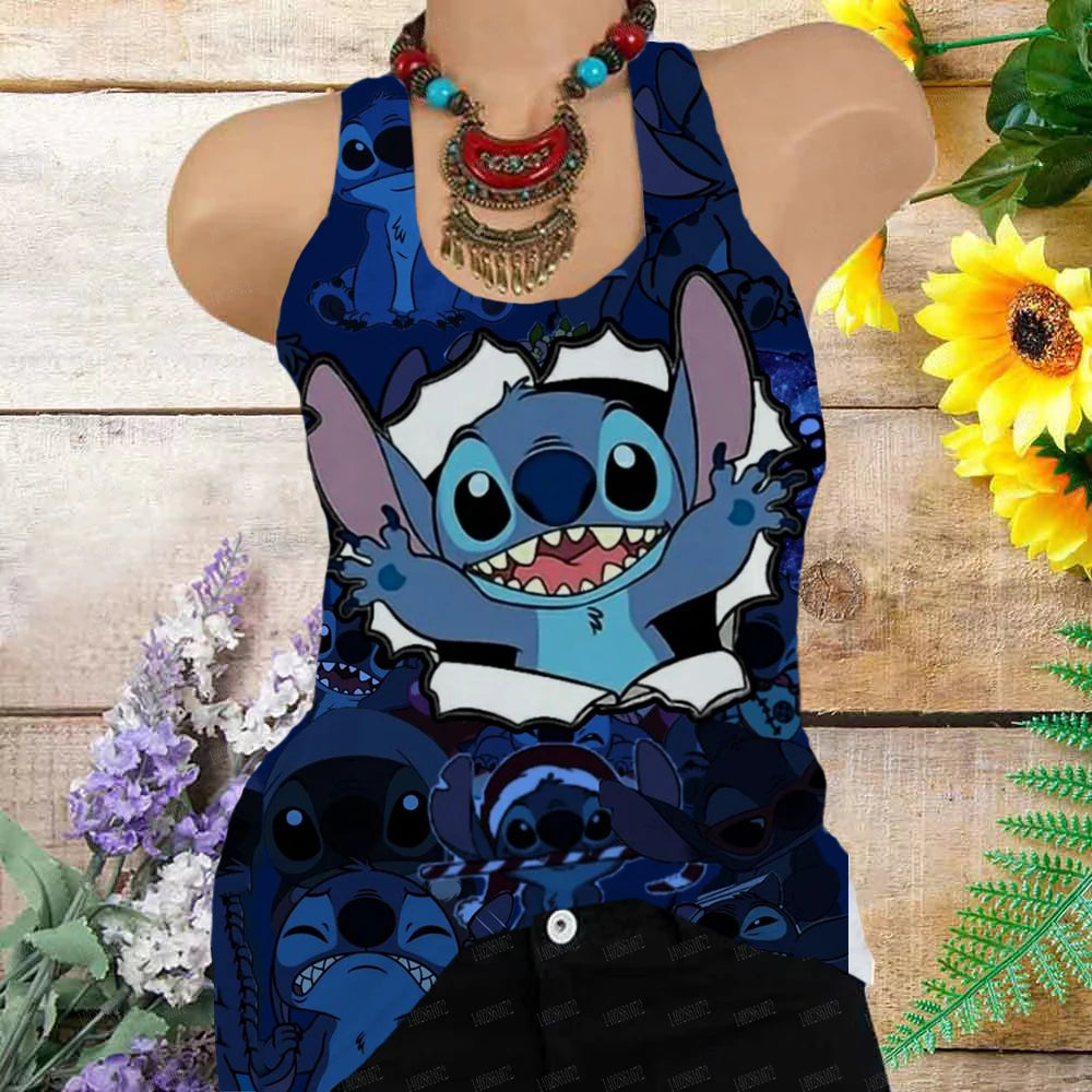 Summer Stitch 3D Print Oversized Tank Top