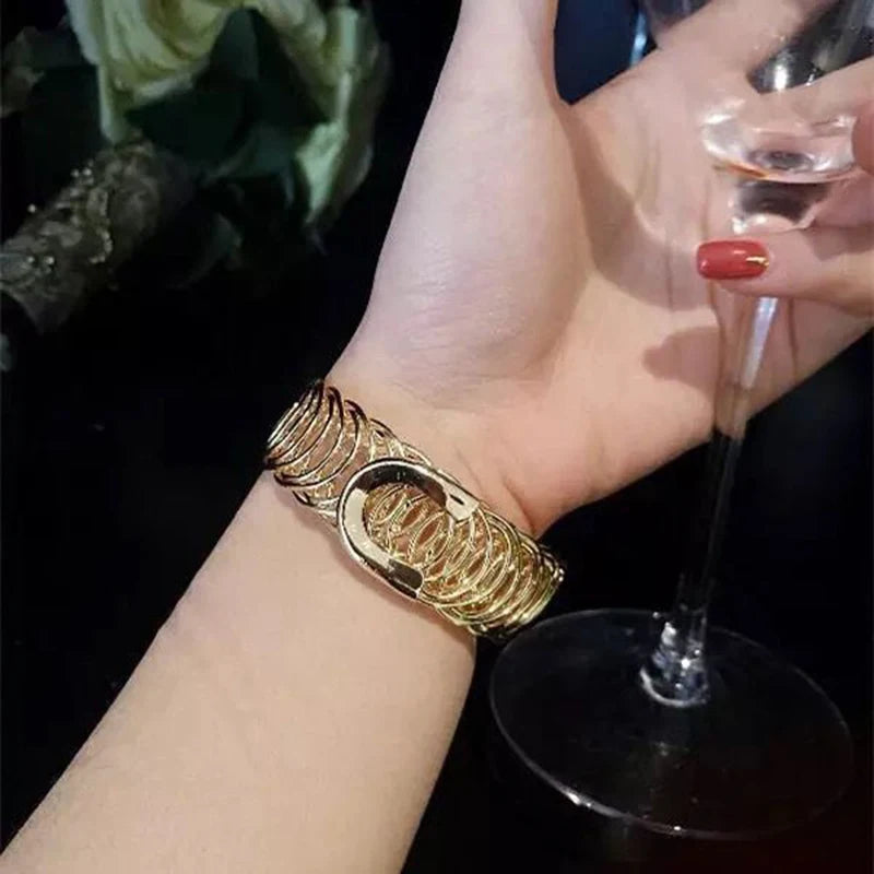 Punk Style Adjustable Open Metal Braided Bracelet