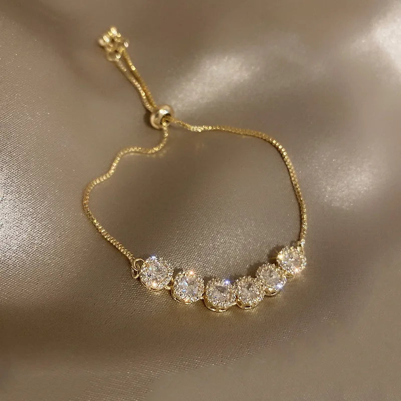 Luxury AAA Zircon Opal Clover Adjustable Bracelet