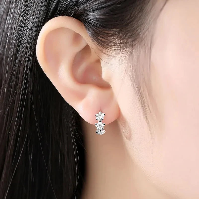 Sterling Silver Flower Stud Earrings