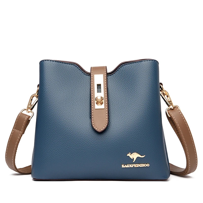 3-Layer Large Capacity Leather Crossbody Bag