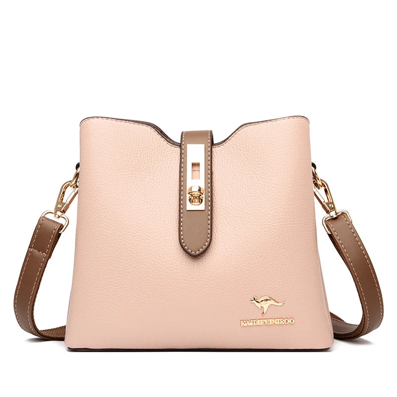 3-Layer Large Capacity Leather Crossbody Bag