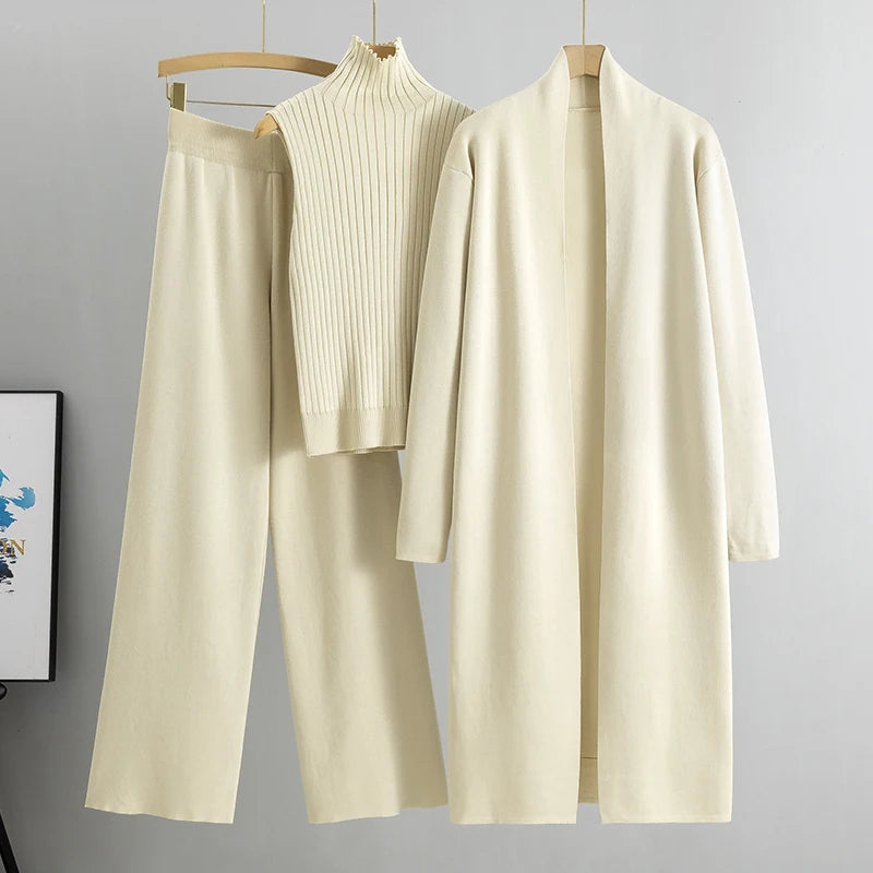 Women’s 3-Piece Knitted Cardigan Tracksuit