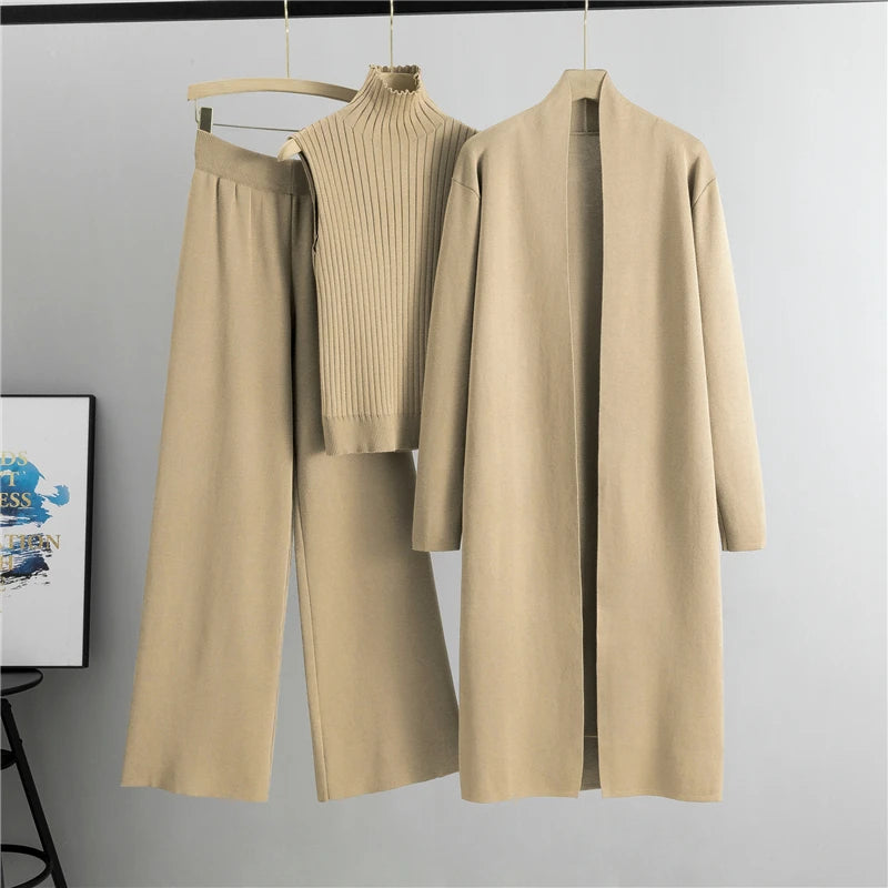 Women’s 3-Piece Knitted Cardigan Tracksuit