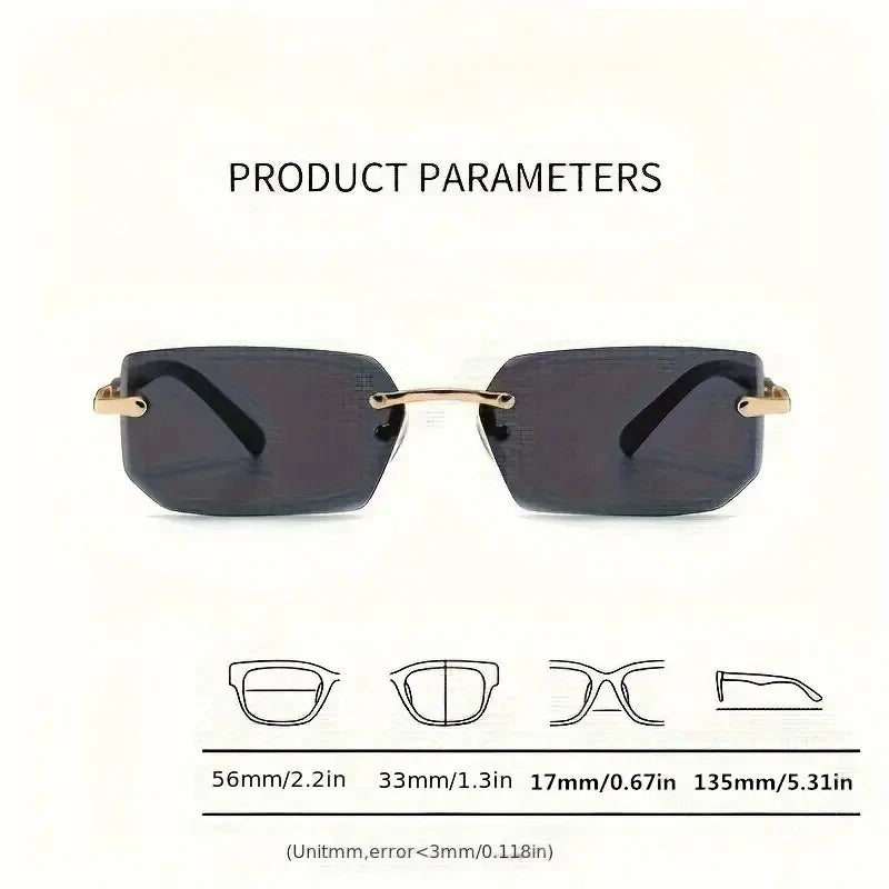 Rimless Rectangle Sunglasses for Men & Women