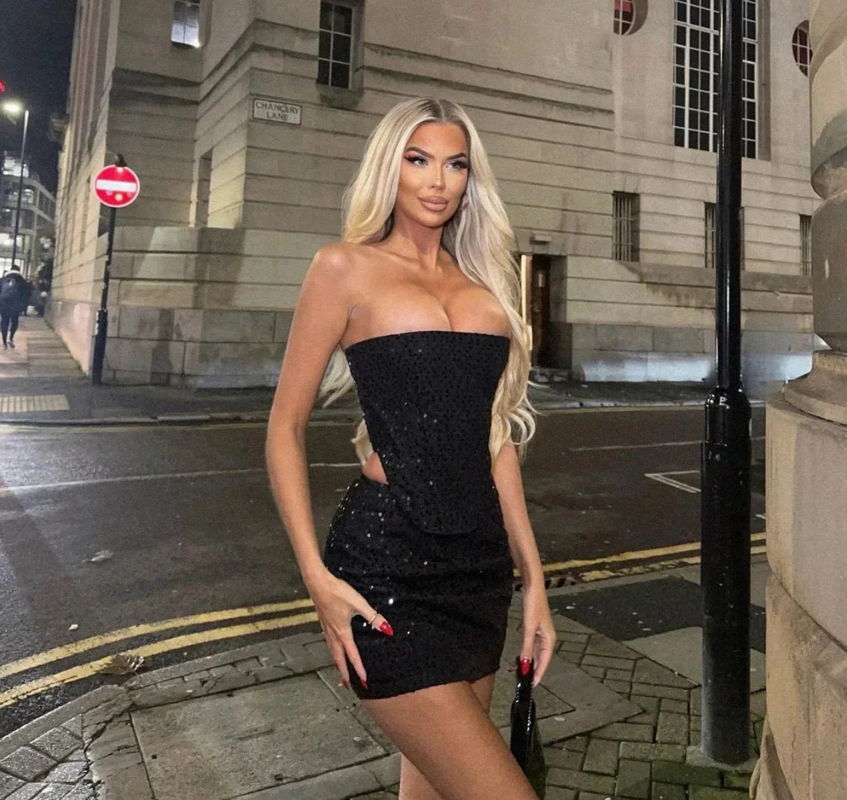 Trendy Denim Ripped Sequin Top Suit Set Sexy Sleeveless Strapless Female Luxury Party Club Chic Outfits