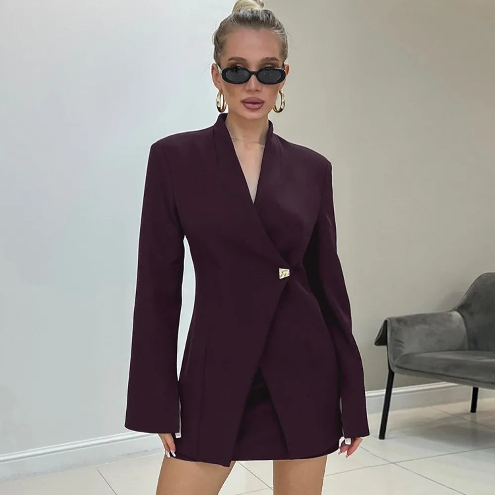 Fashion Set For Women 2 Piece Sets New Arrival Matching Two Pieces Sets Long Sleeve Blazer Top And Skirt Suits Outfits Clothing