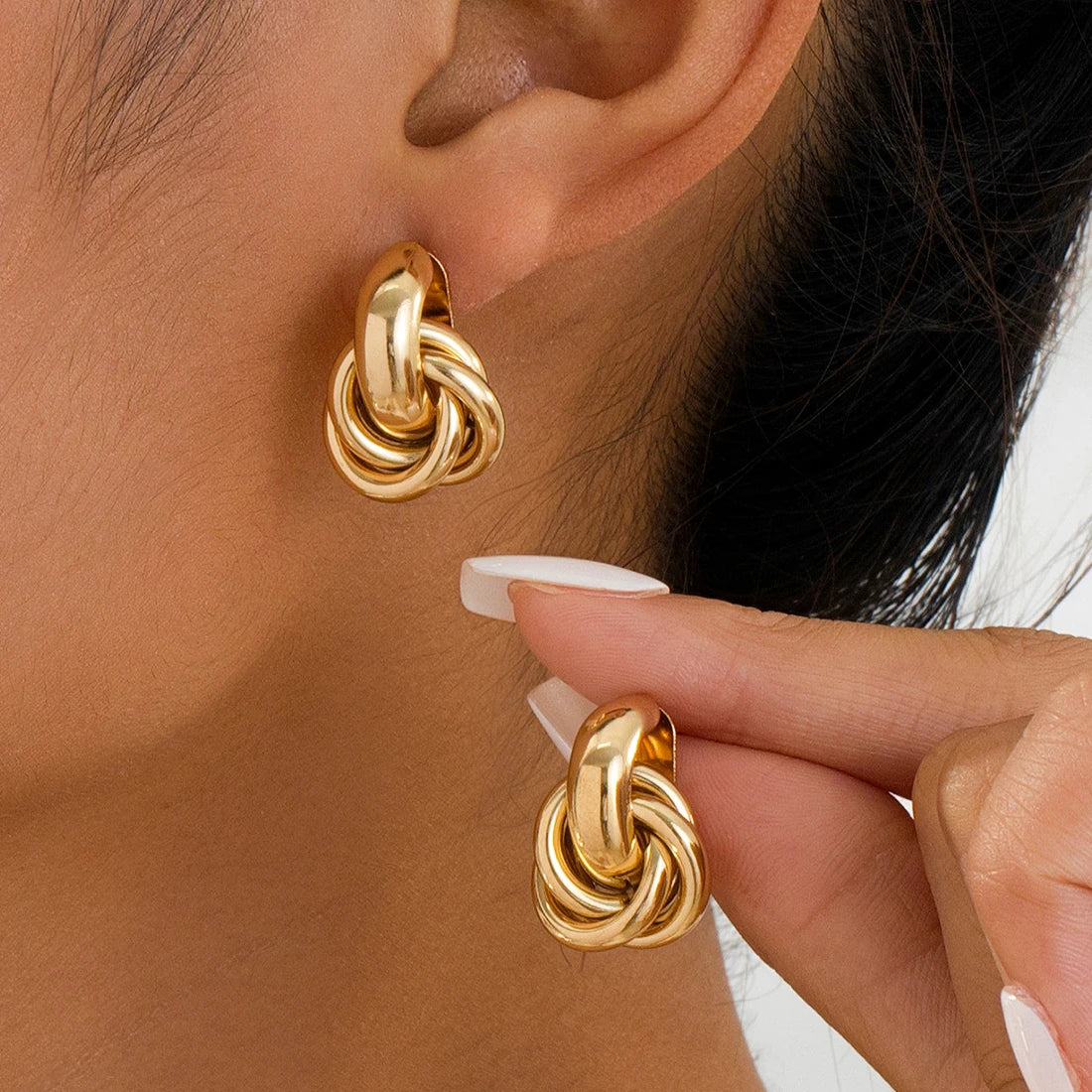 Gold Stainless Steel Chunky Hoop Earrings