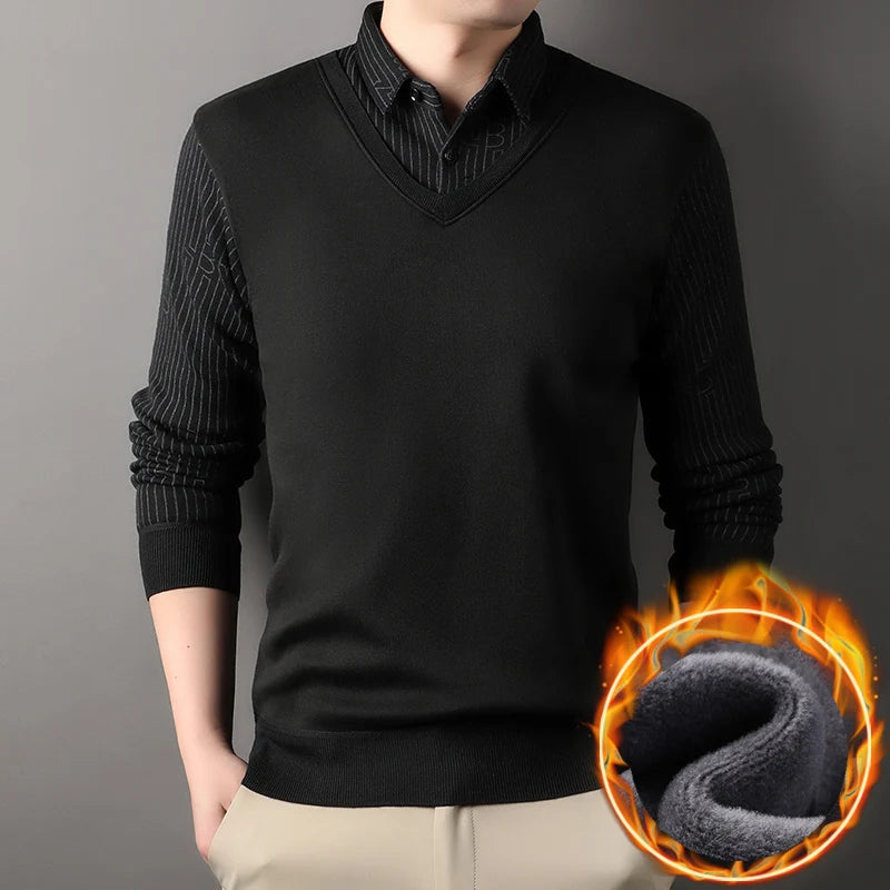 Men's Plaid Fleece Pullover Sweater