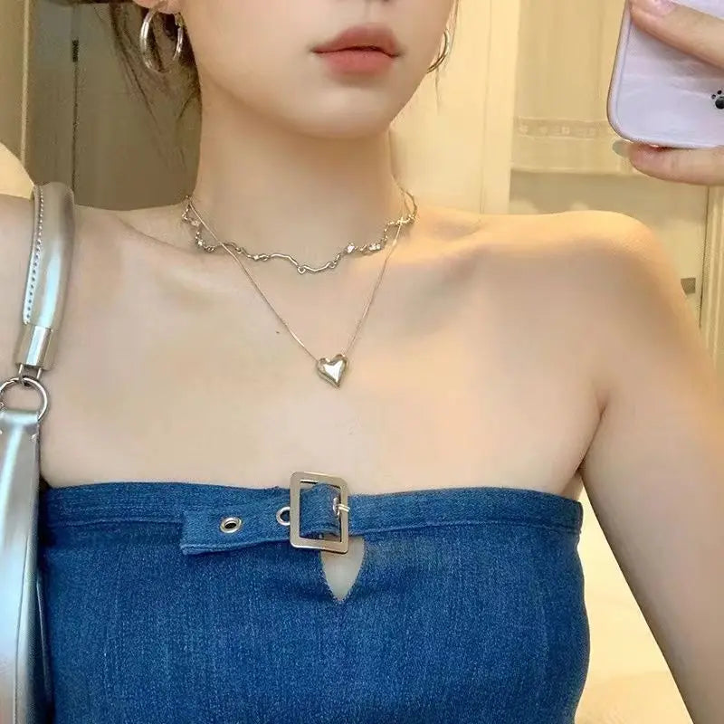 Luxury Heart Shaped Zircon Pearl Necklace
