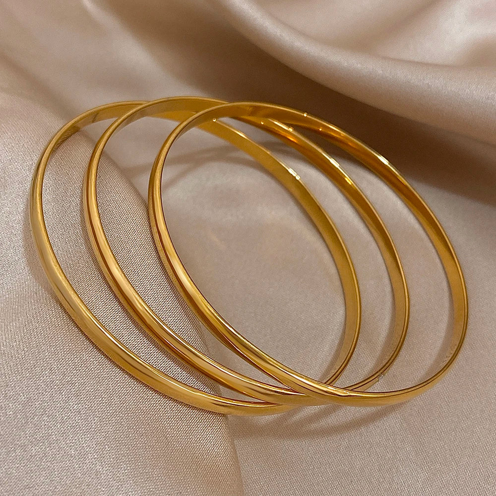 3pcs 18K Gold Plated Stainless Steel Bangles