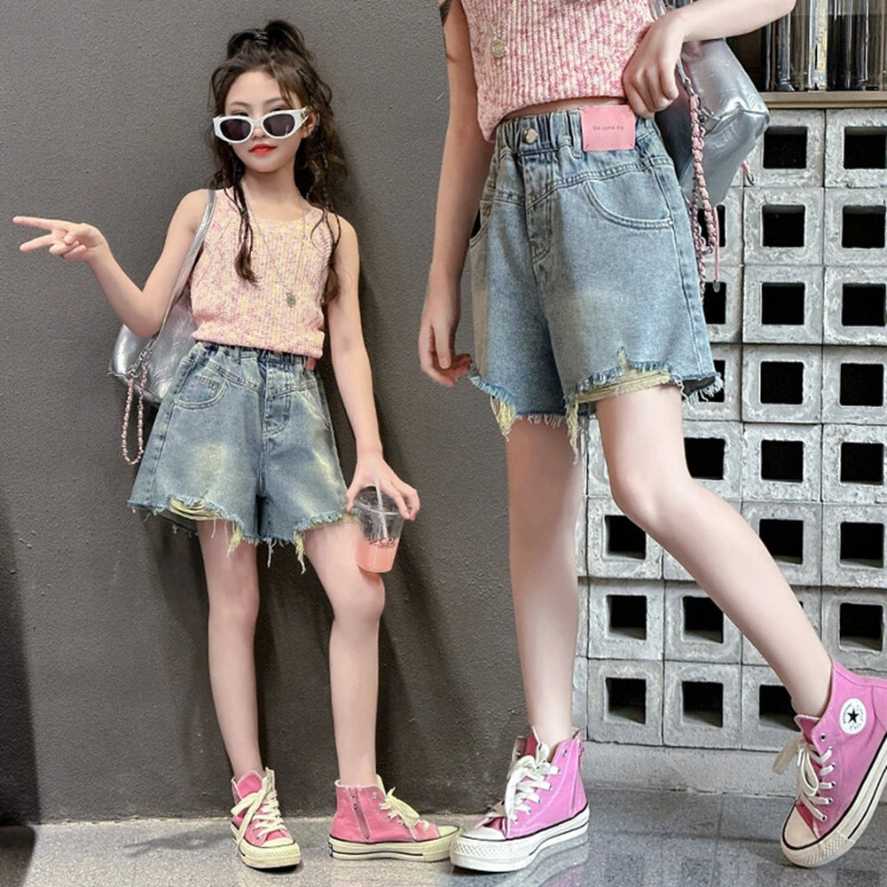Girls' Ripped Denim Shorts