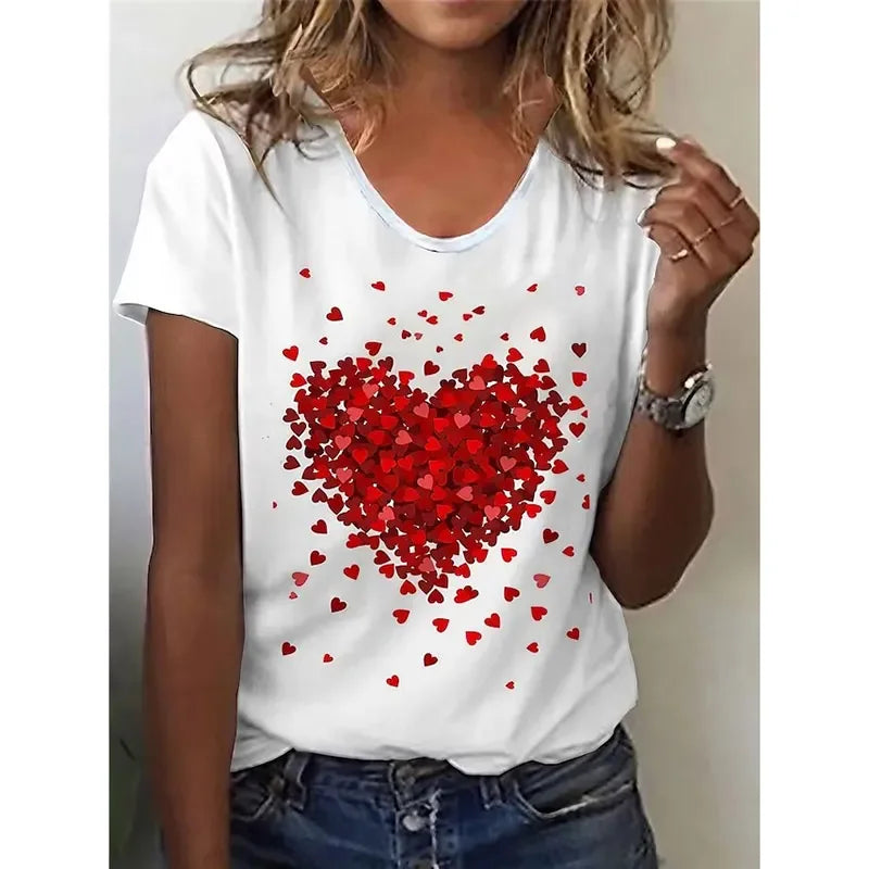 Retro Red Heart 3D Print T-shirt