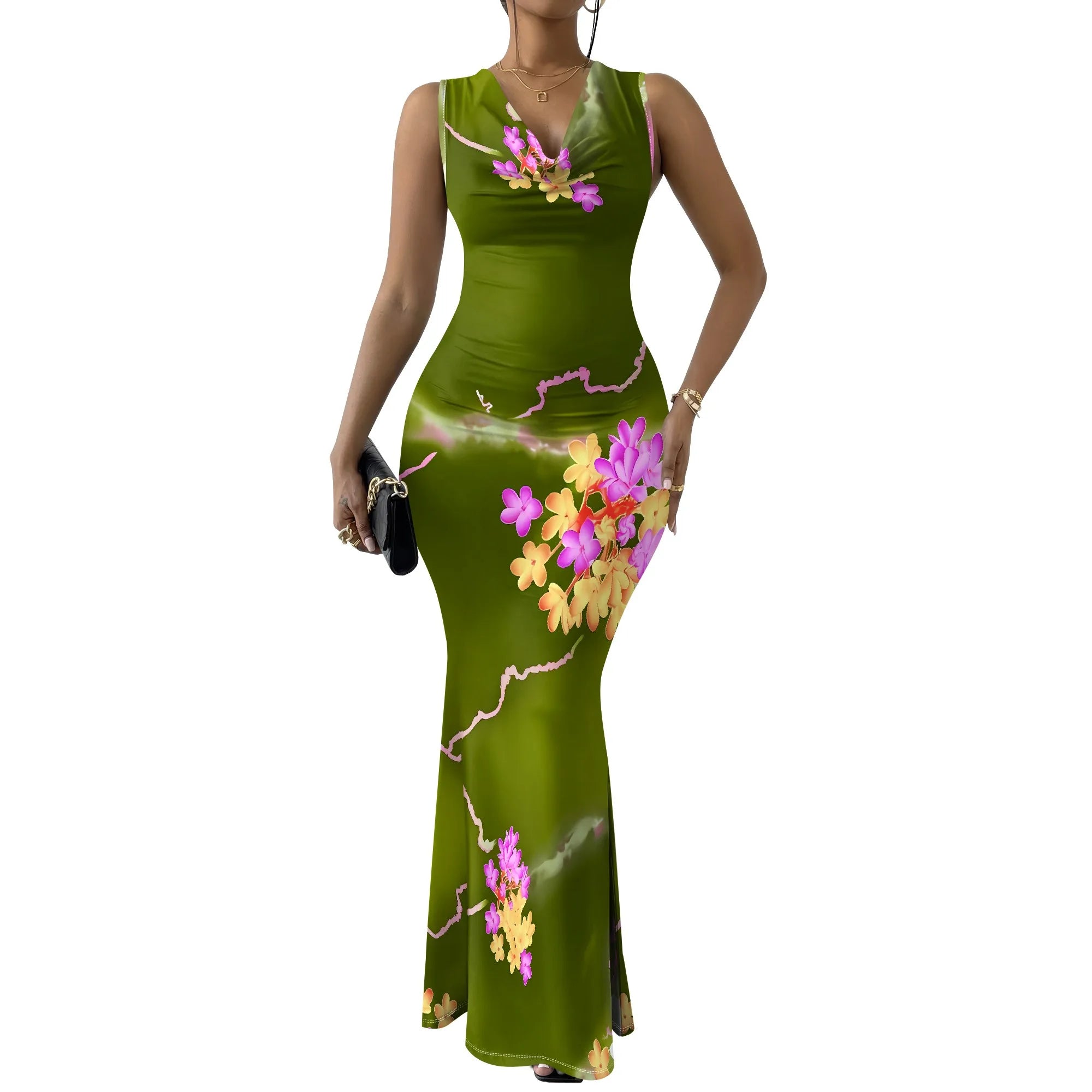 Womens Sexy Casual Dresses Colorful Geometric Off-Shoulder Maxi Dress Artistic Party Evening Resortwear Swing Neck Dress