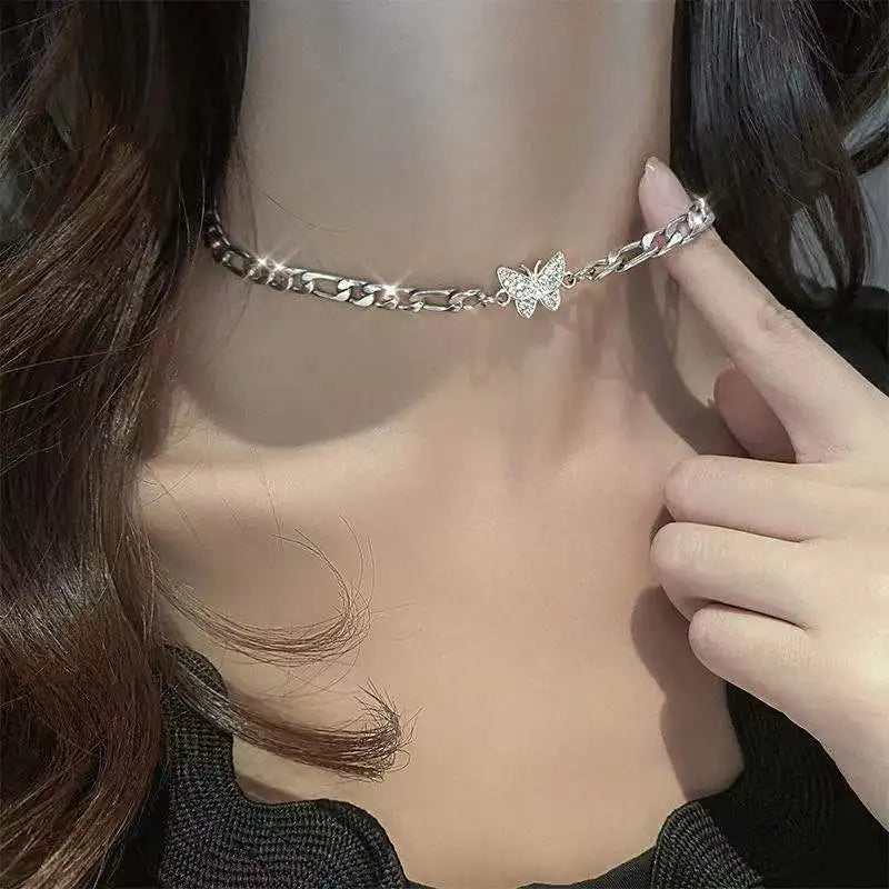 Shiny Double Layer Butterfly Necklace