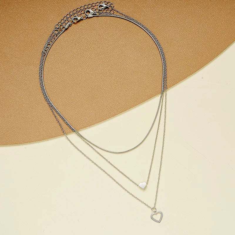 Double Love Pendant Multi-Layer Necklace
