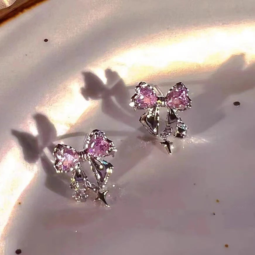 Y2K Bowknot Zircon Stud Earrings
