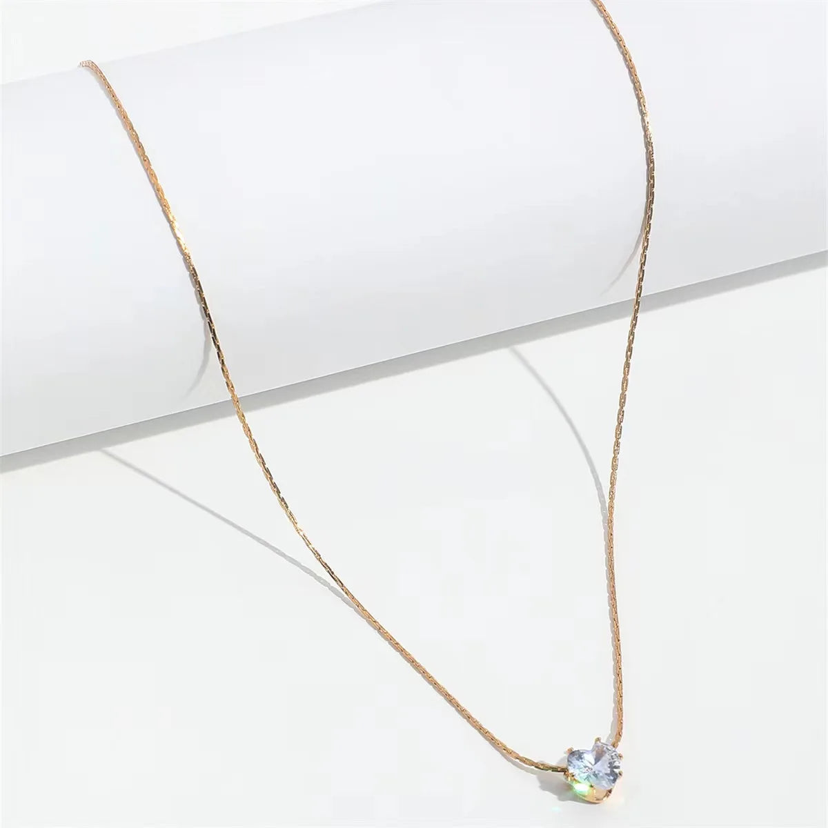 Minimalist Solitaire Zircon Necklace