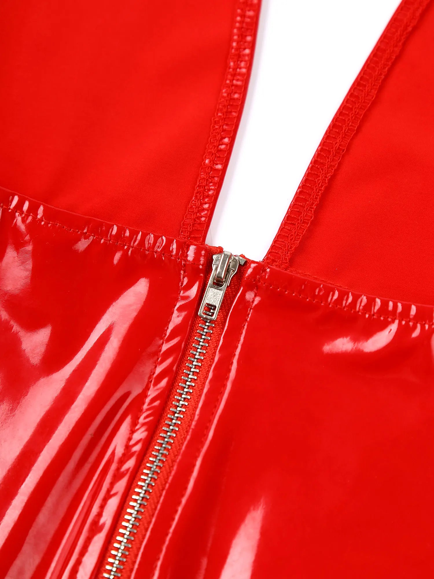 Women Sexy Deep V Backless Dress Wet Look Patent Leather Bodycon Minidress Nightclub Pole Dancing Costume Clubwear Nightwear