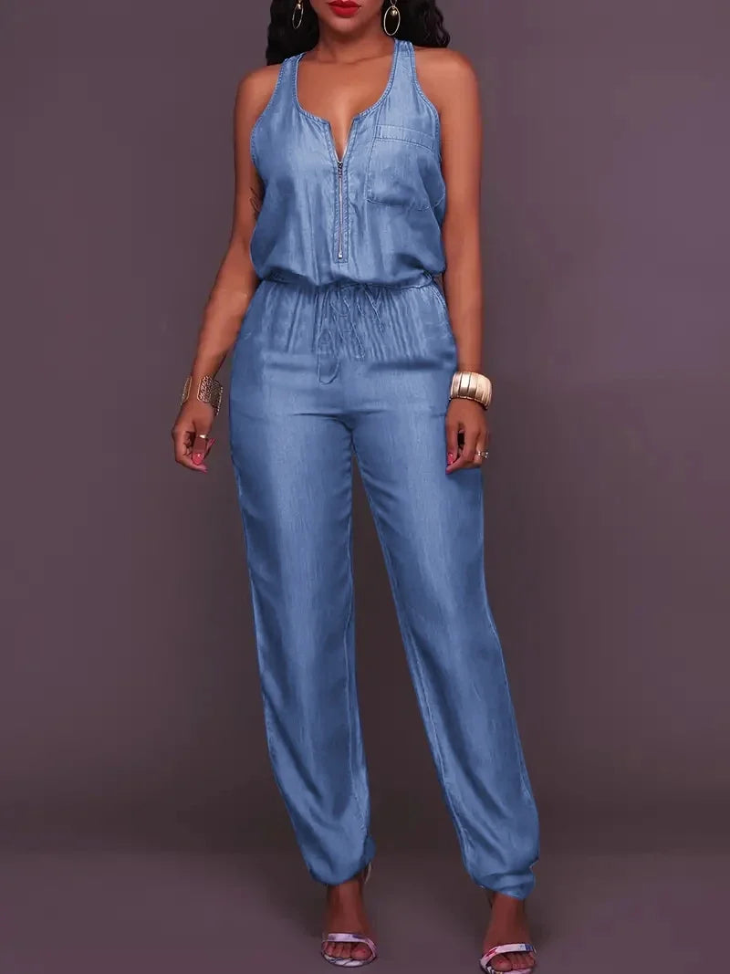 Sexy Denim Blue Jumpsuit Romper