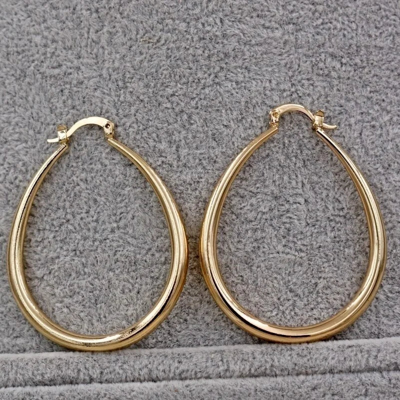 Shine Gold Color Hoop Earrings