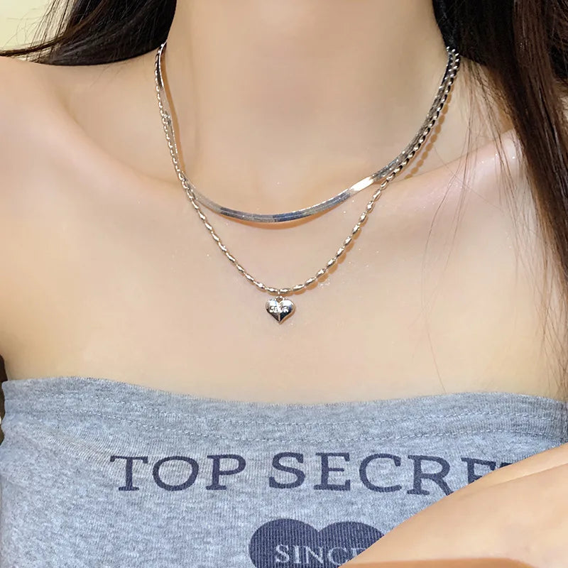 Luxury Heart Shaped Zircon Pearl Necklace