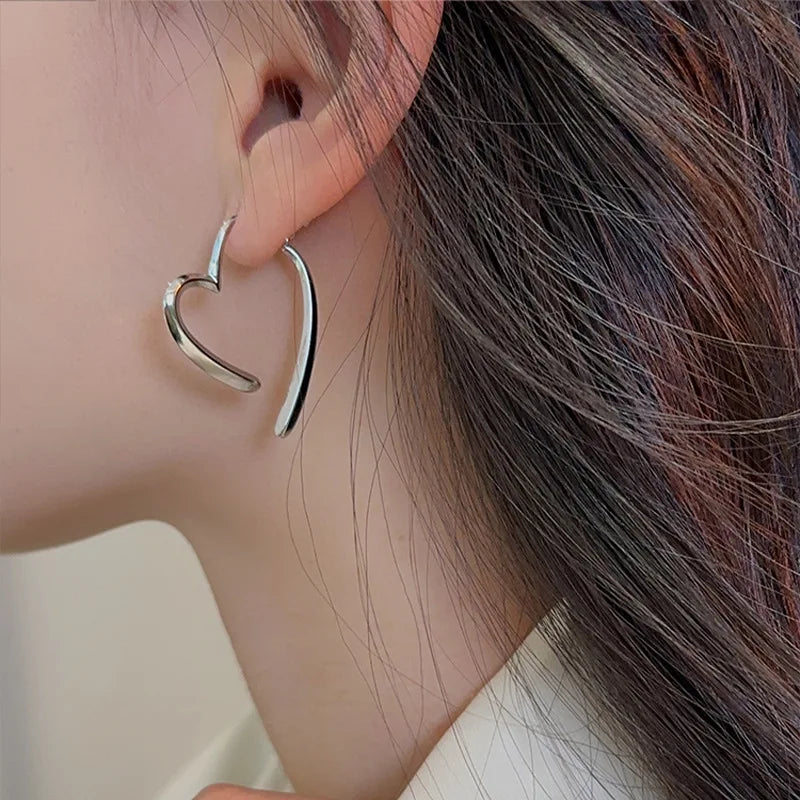 Love Heart Drop Earrings in Gold/Silver