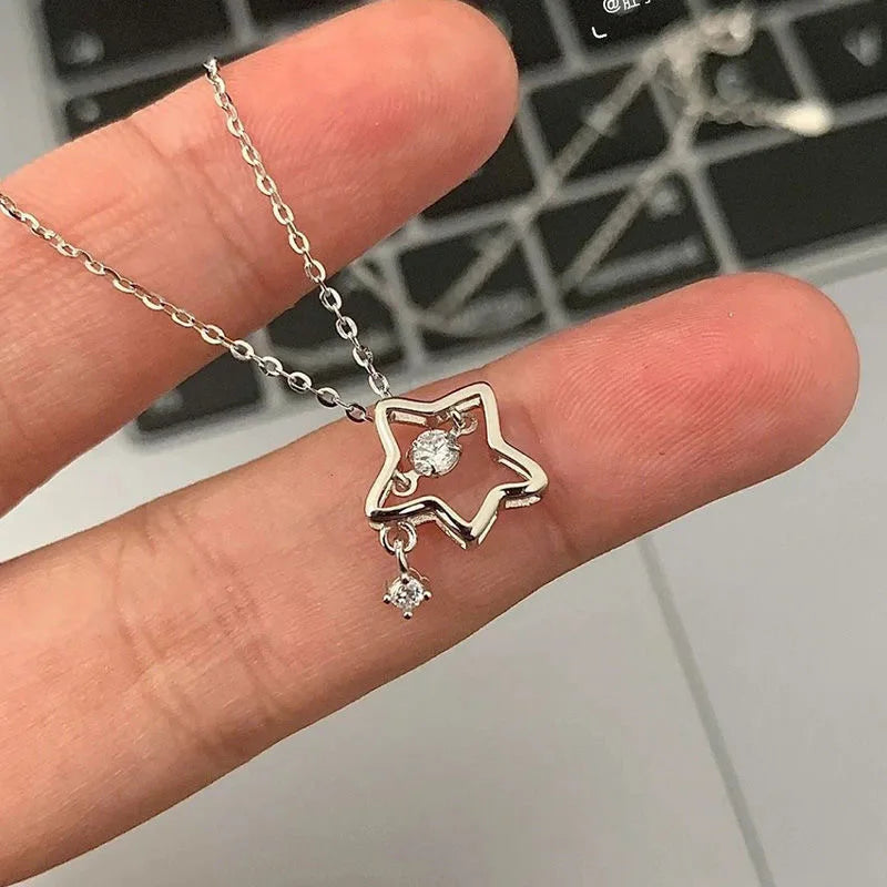 Crystal Zircon Butterfly Pendant Necklace
