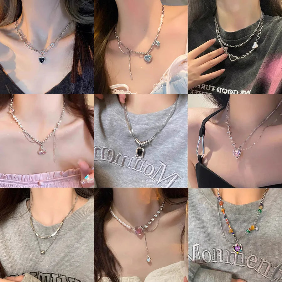 Luxury Heart Shaped Zircon Pearl Necklace