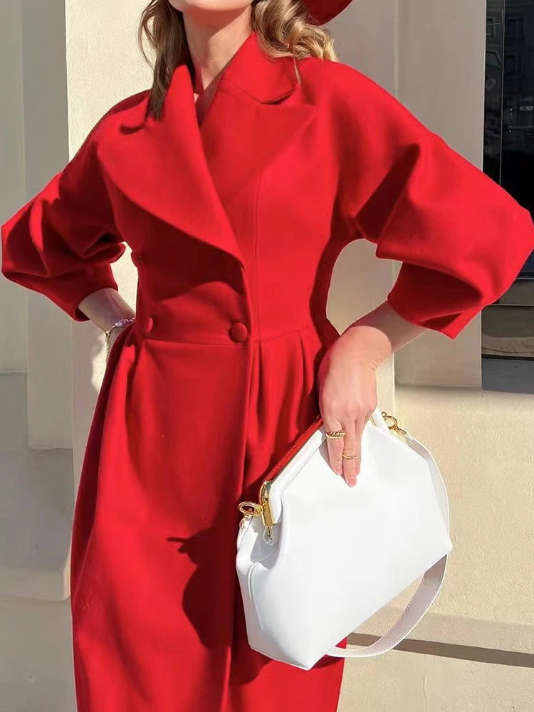 Winter Coat for Women Elegant Lantern Sleeve