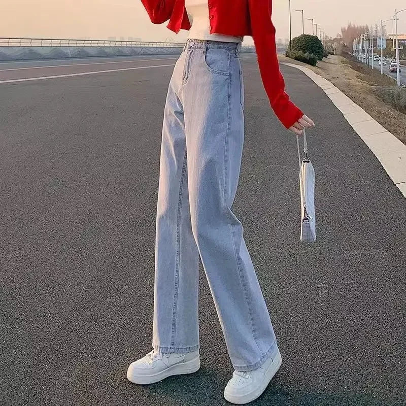 High Waist Straight Leg Bell Bottom Jeans