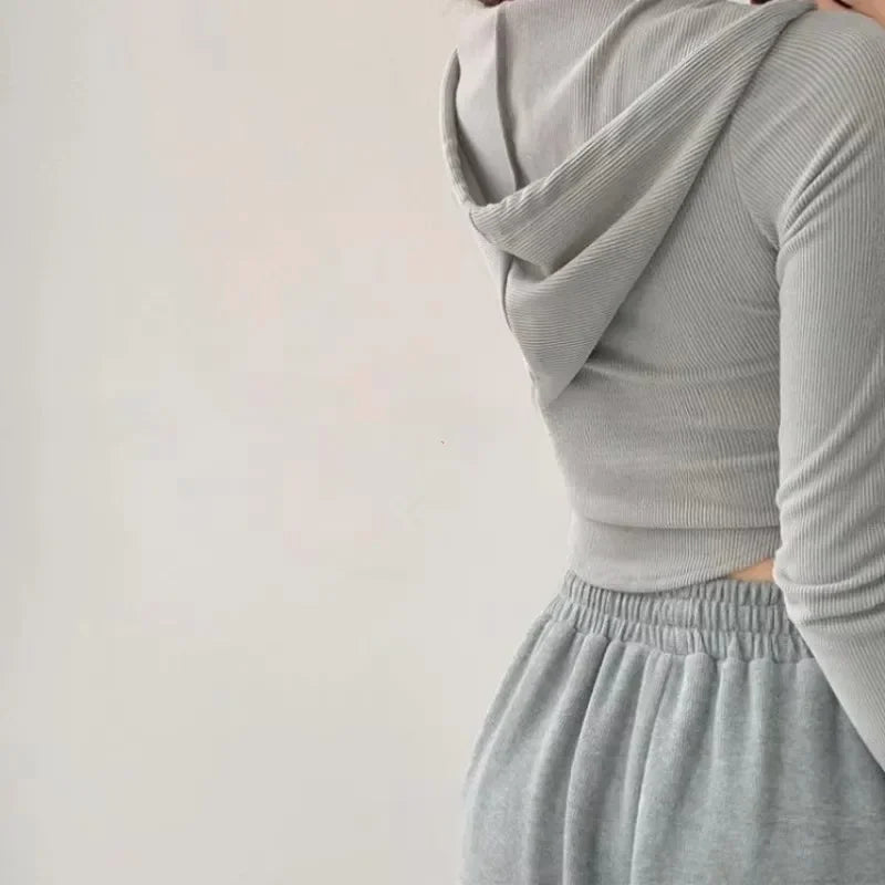 Women's Vintage Hooded Zipper Cardigan