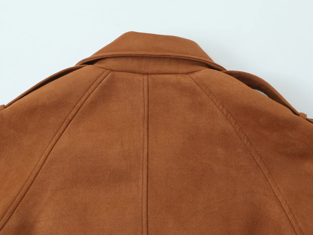 Autumn Winter Women Vintage Suede Jacket Coat