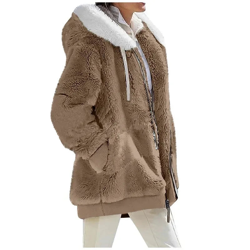Women’s Hooded Cashmere Fleece Coat