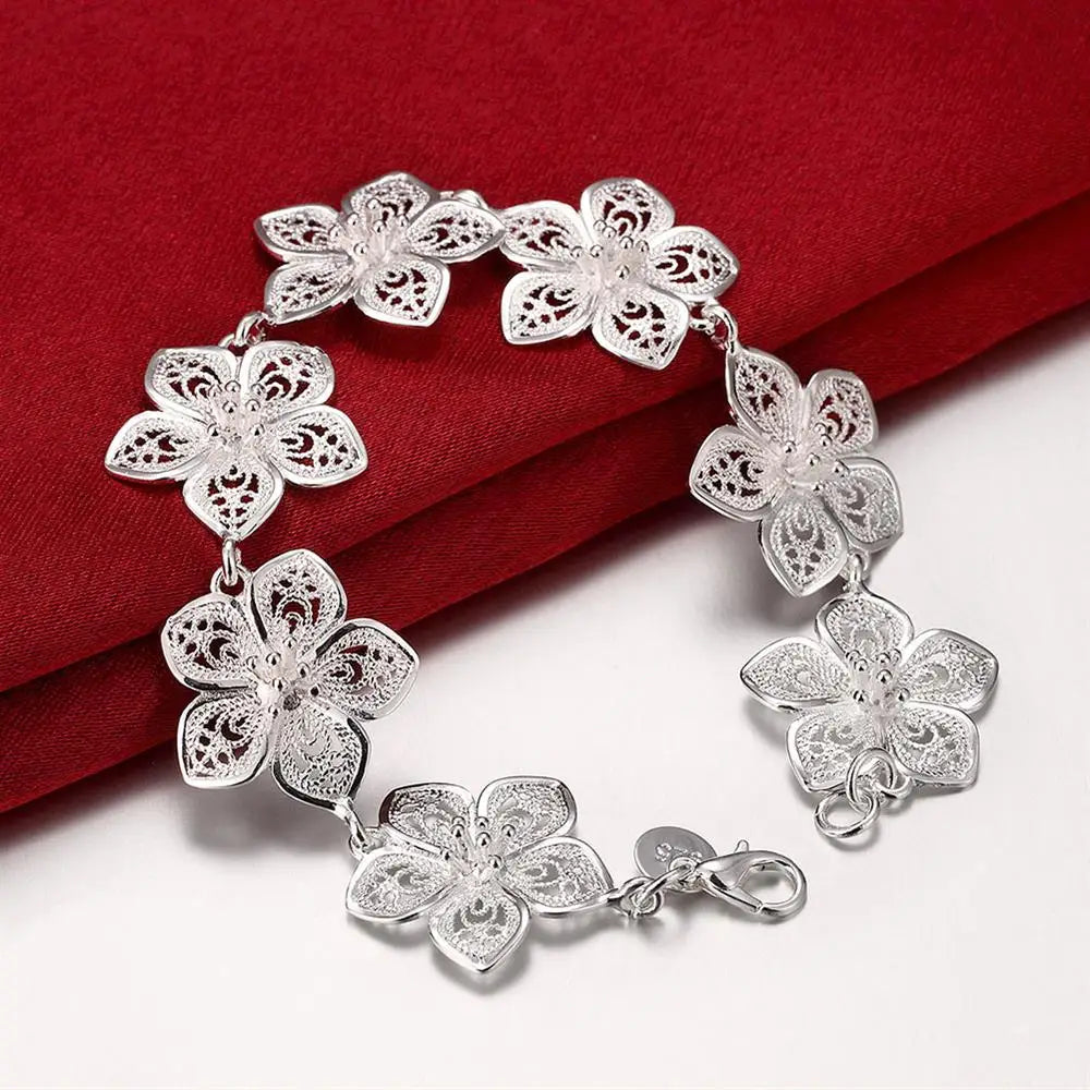 925 Sterling Silver Flower Jewelry Set