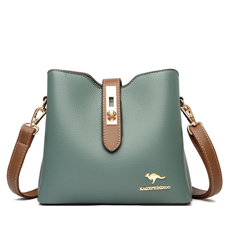 3-Layer Large Capacity Leather Crossbody Bag