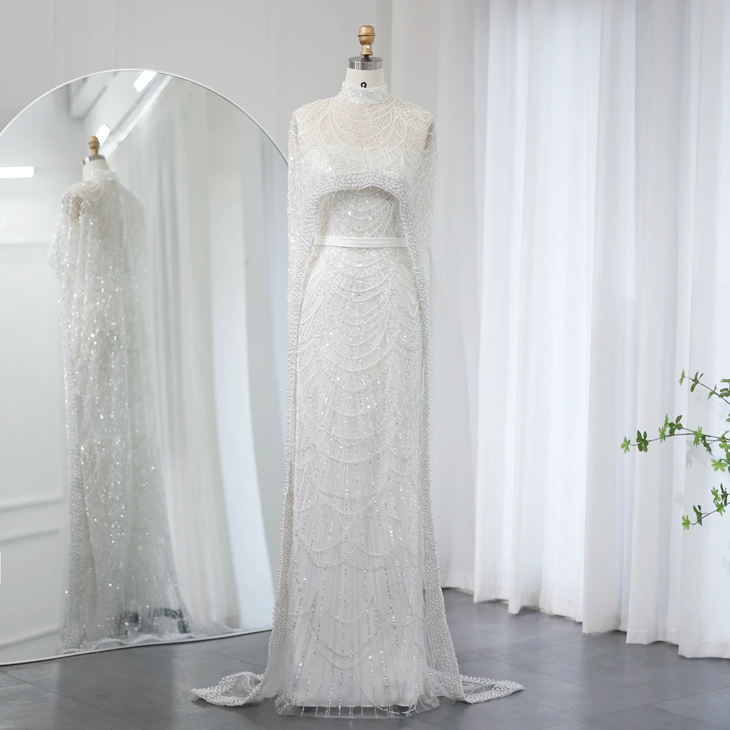 Sharon Said Luxury Pearls Dubai Champagne Evening Dresses