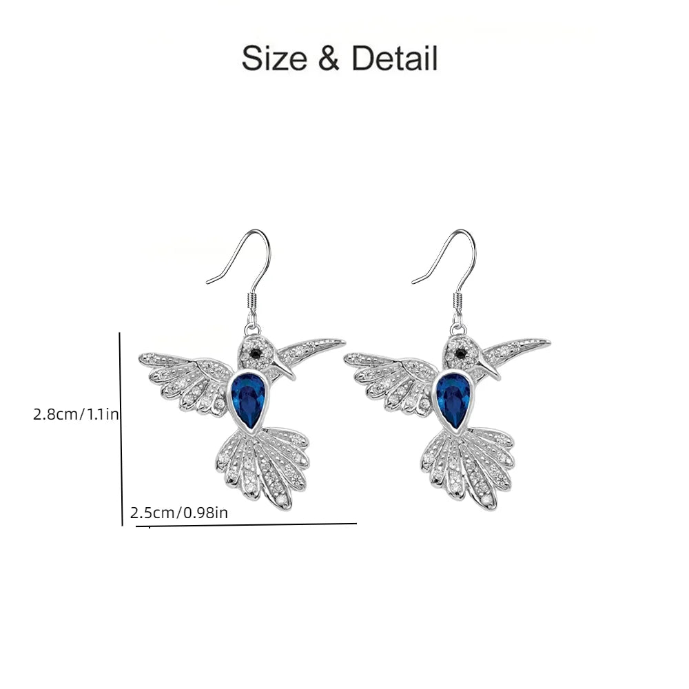 Dark Blue Spinel Hummingbird Jewelry Set