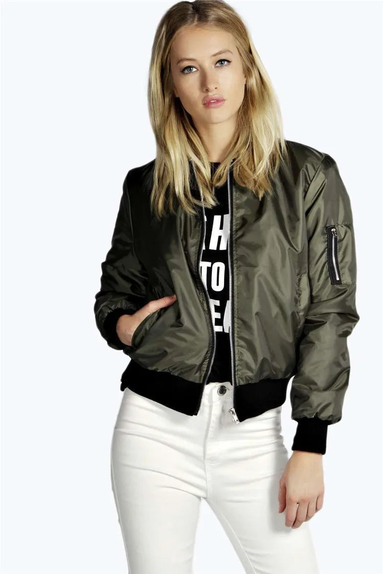 Women’s Vintage O-neck Bomber Jacket
