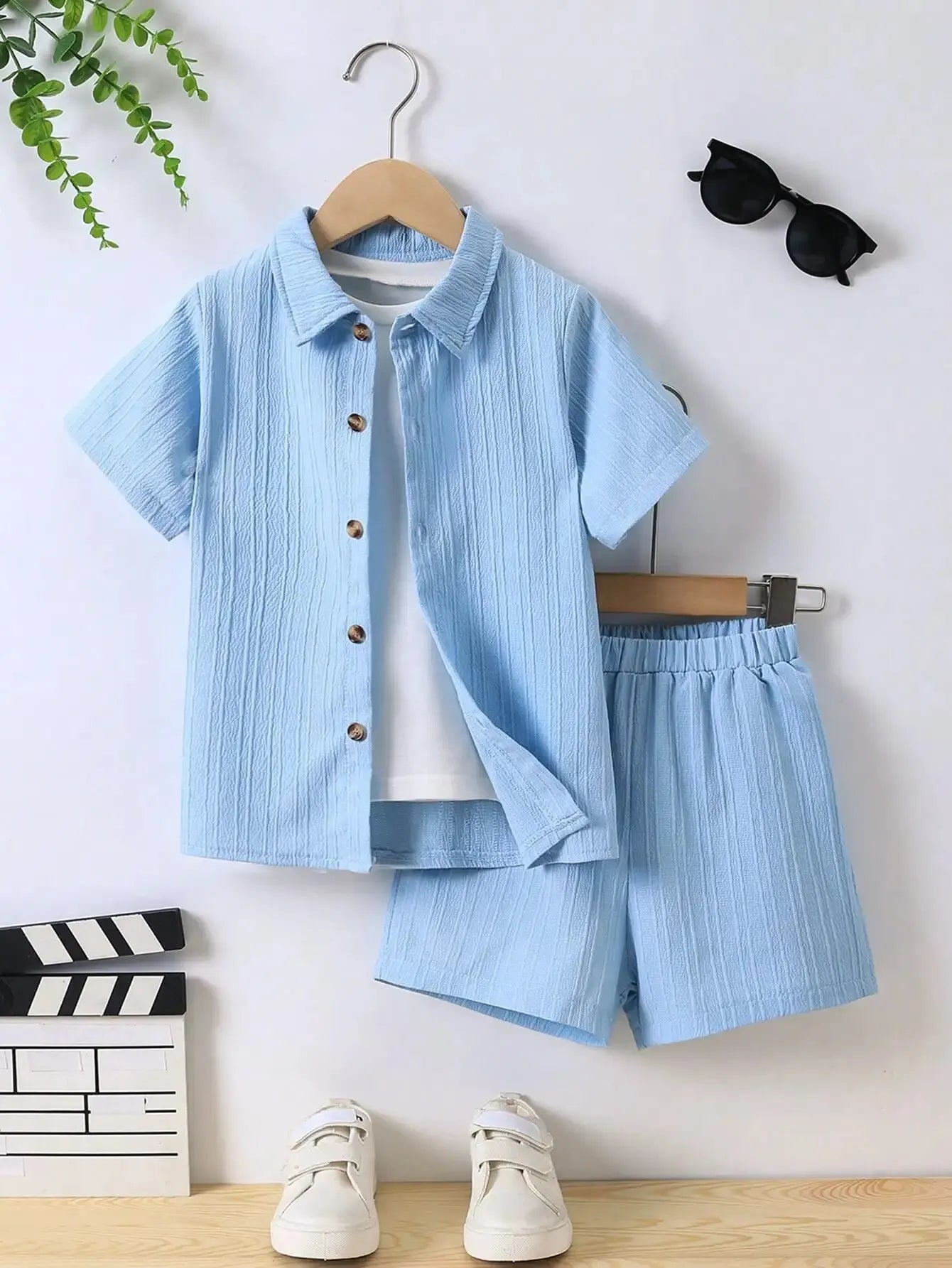 Boys' Blue Wave Shirt & Shorts Set