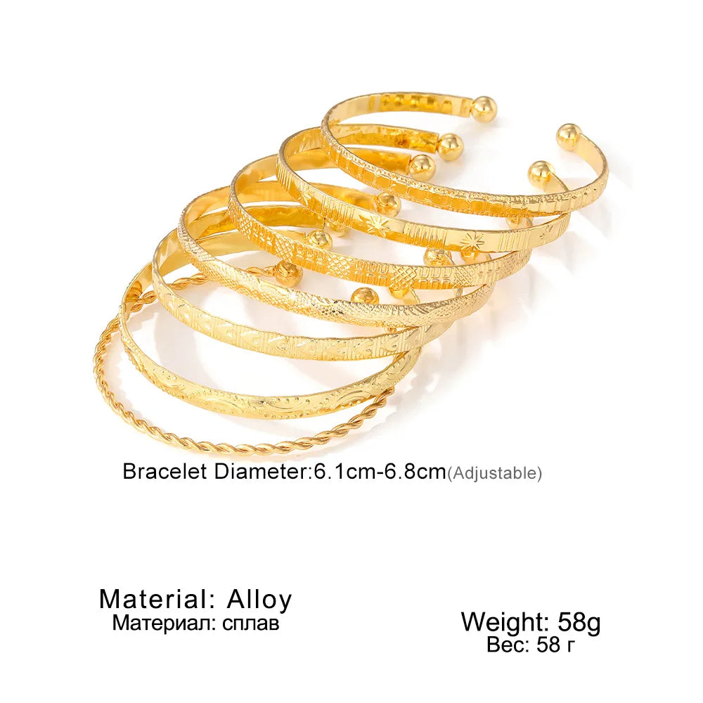 7Pcs Punk Vintage Gold Arrowhead Bracelets Set