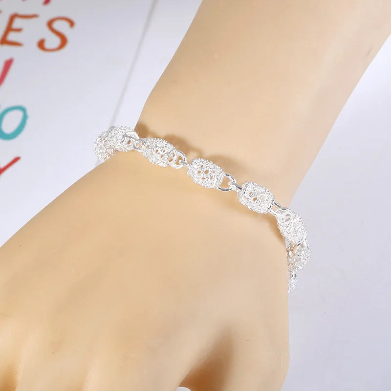 925 Sterling Silver Lantern Ball Charm Bracelet